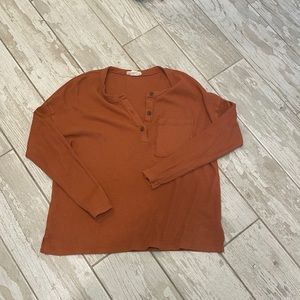 Madewell burnt orange oversized waffle shirt